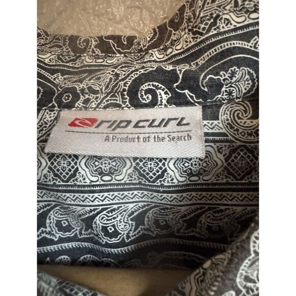 Vtg Y2K RIP CURL‎ Floral Long Sleeve Brown Western Snap Shirt Surf Mens Large - Picture 2 of 6